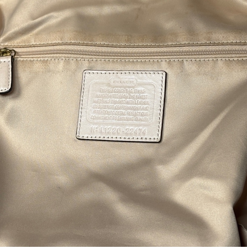 Coach Hallie Pink and Cream Polka dots and Signature C logo leather 2 way Bag. - Picture 8 of 12